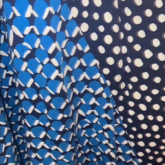 Chico's Asymmetrical Blue and White Sundress with 3/4 Cuffed Sleeves - Picture 5 of 7